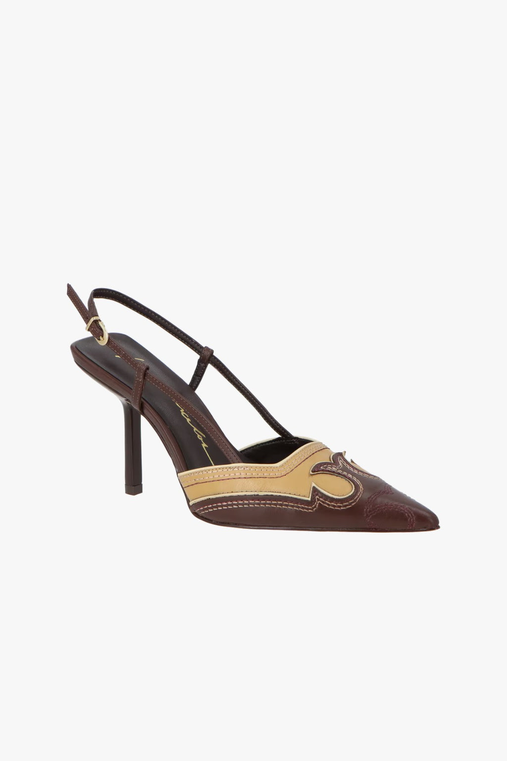 SLINGBACK COURO MARROM E AREIA  LUIZA BARCELOS