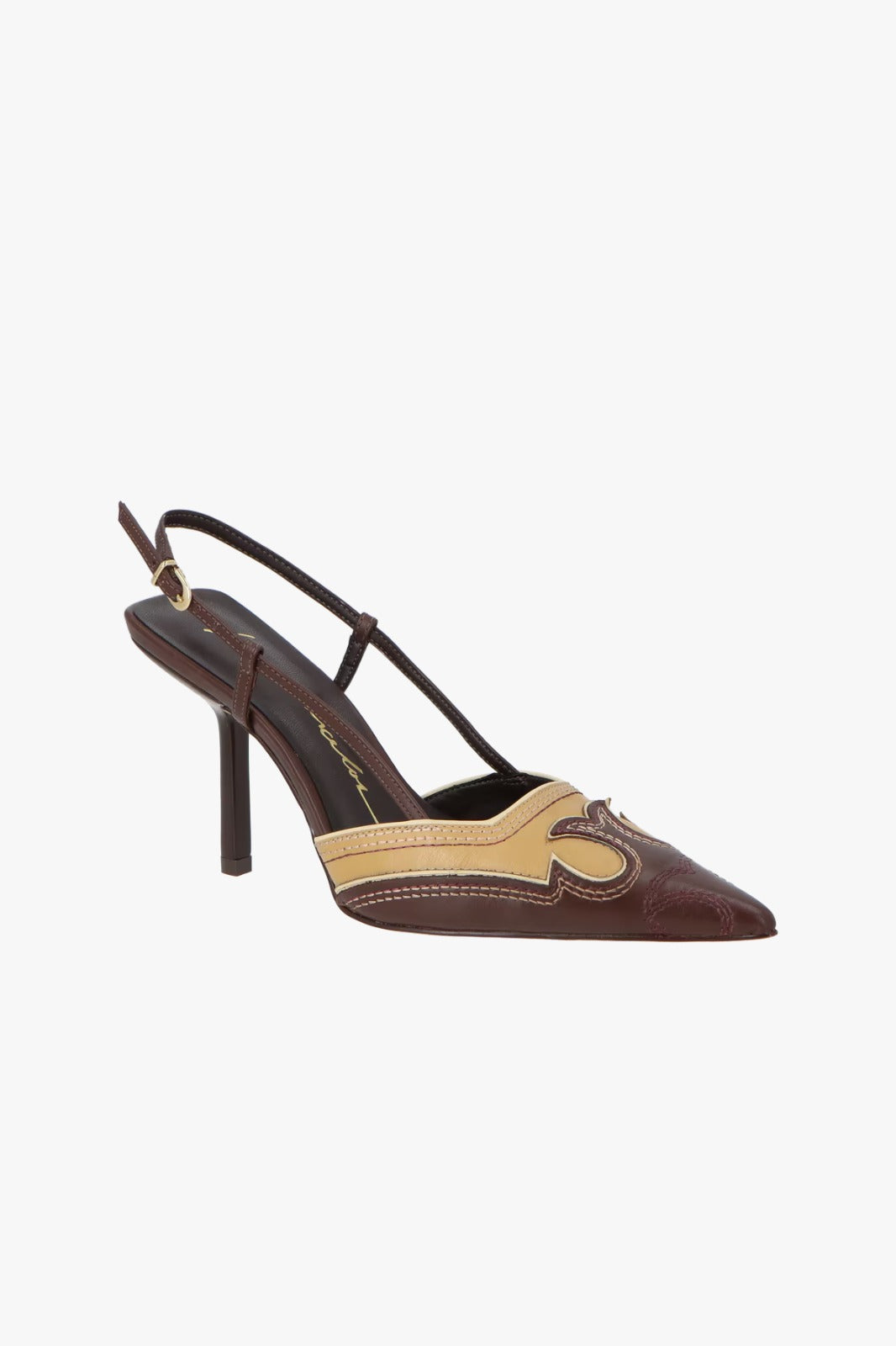 SLINGBACK COURO MARROM E AREIA  LUIZA BARCELOS