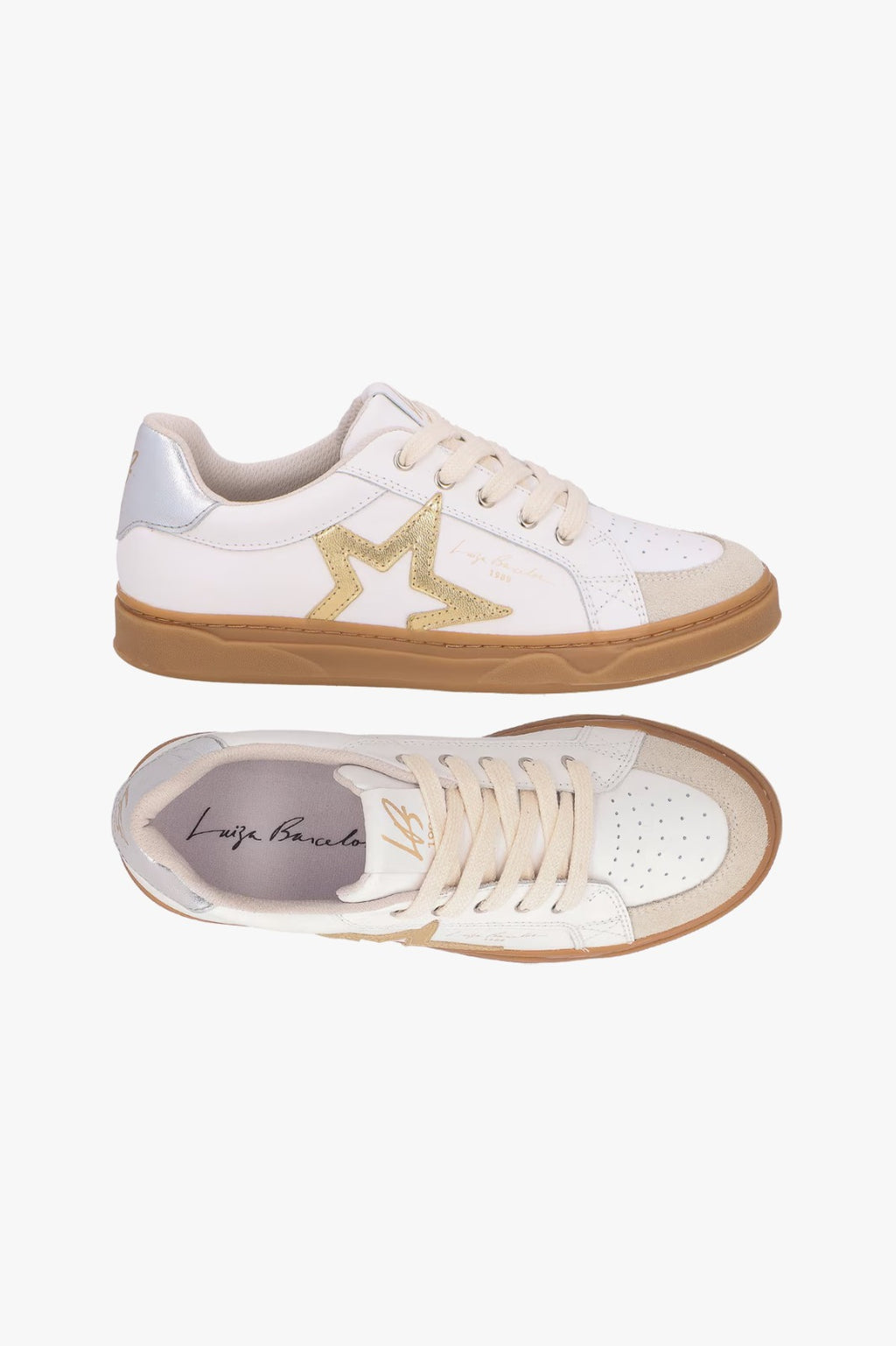 TÊNIS EM COURO OFF WHITE COM DETALHE DE ESTRELA