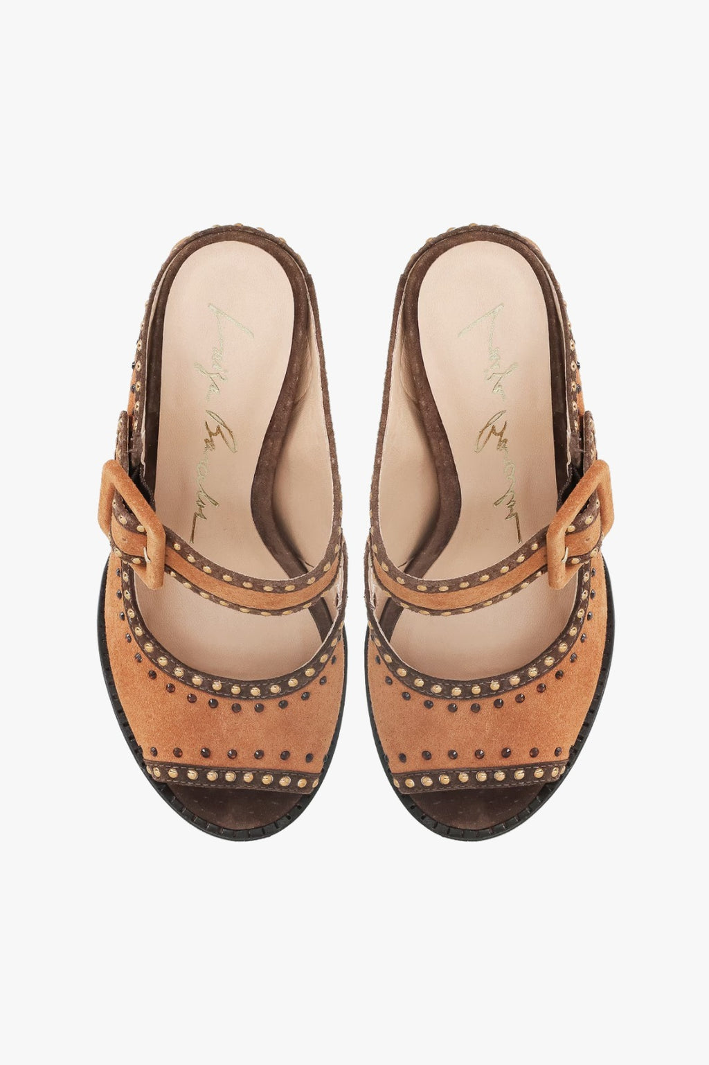 MULE PEEP TOE EM CAMURÇA CARAMELO LUIZA BARCELOS
