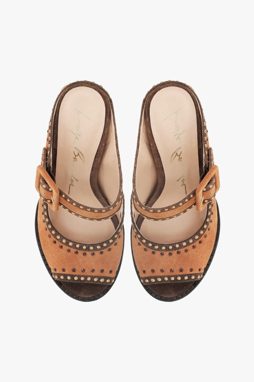 MULE PEEP TOE EM CAMURÇA CARAMELO LUIZA BARCELOS