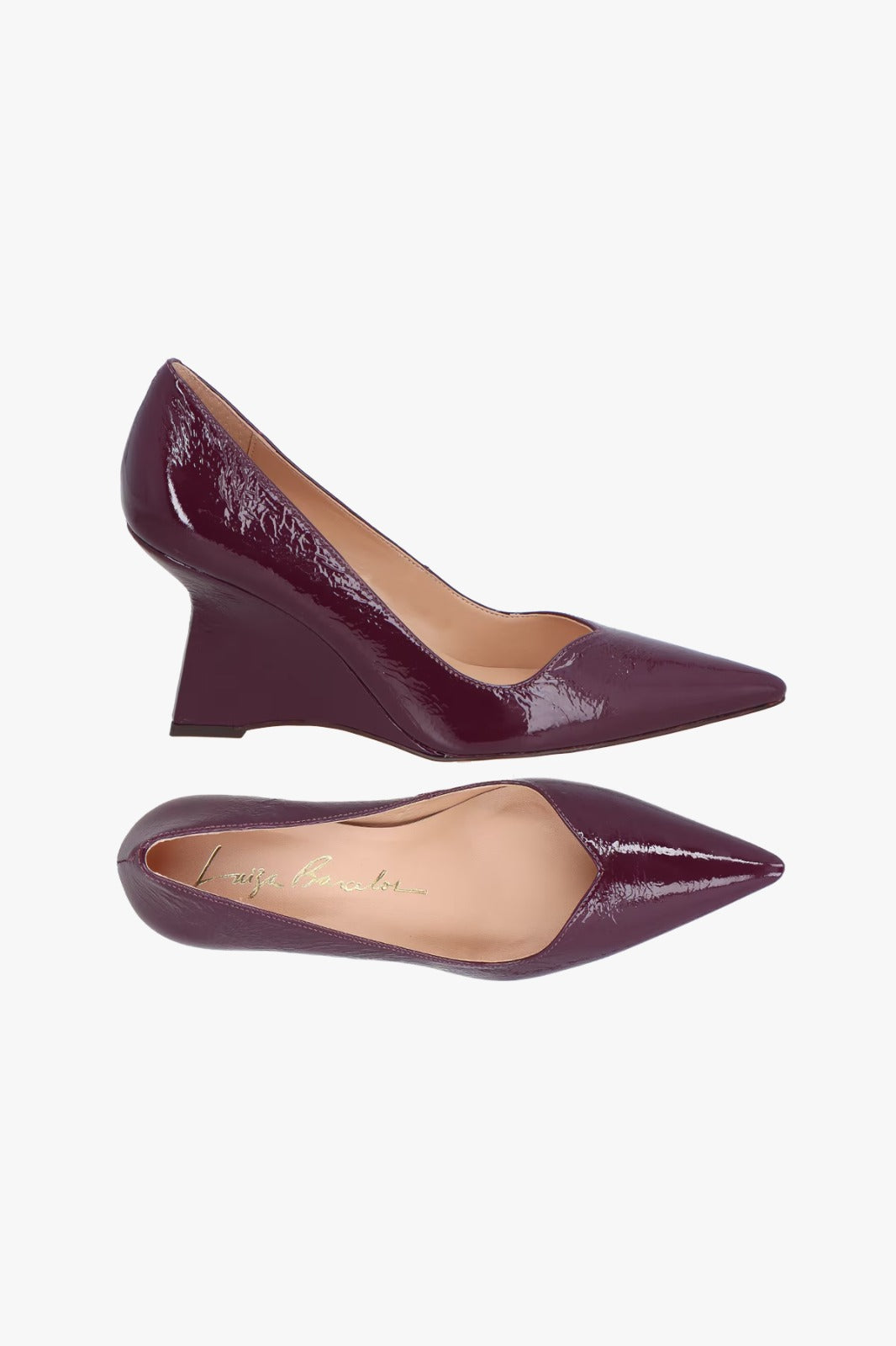 SCARPIN ANABELA EM COURO VERNIZ VINHO