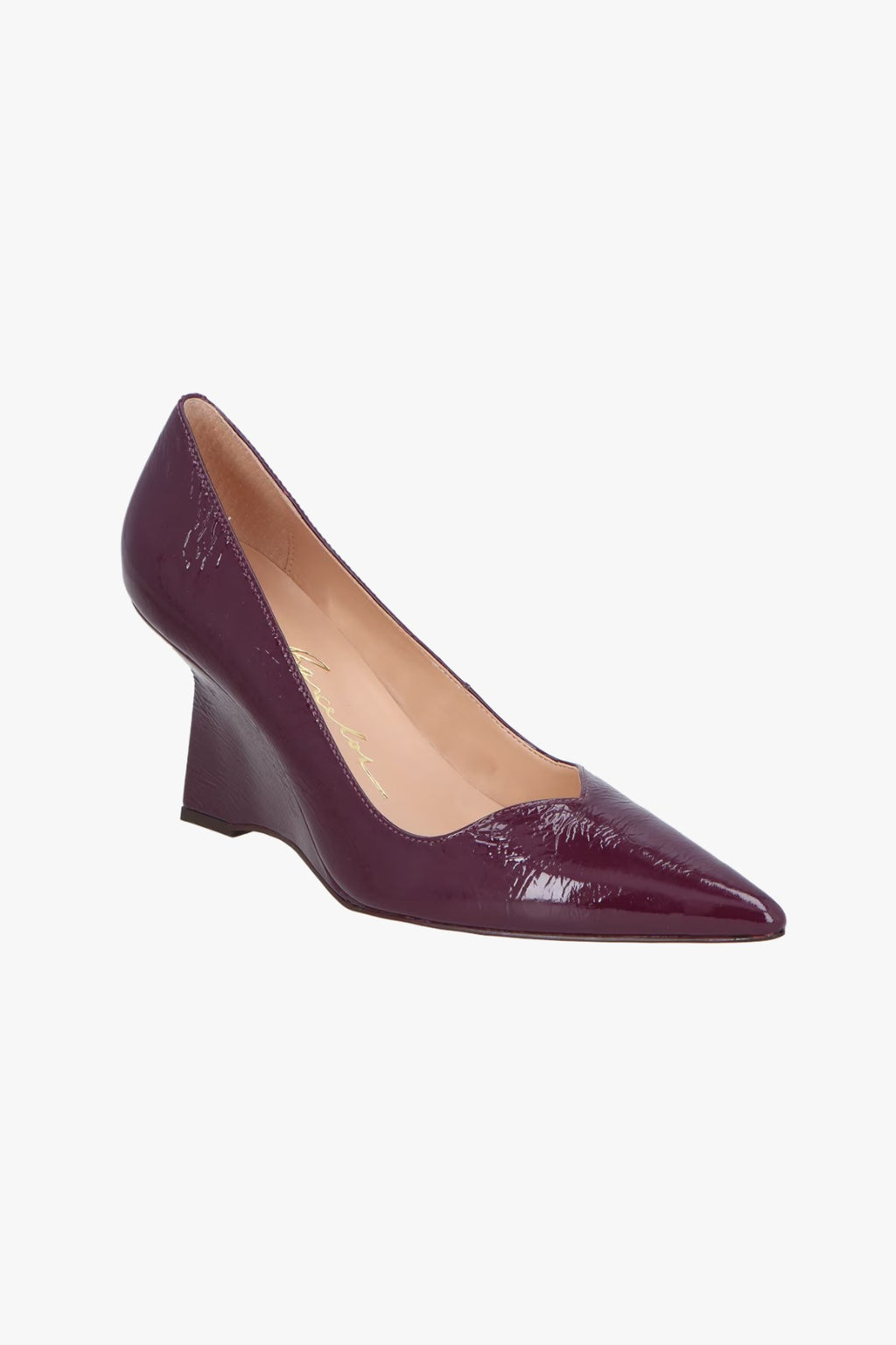 SCARPIN ANABELA EM COURO VERNIZ VINHO