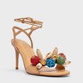 Sandália Artistic Lace Up Couro Bege Porcini CARRANO