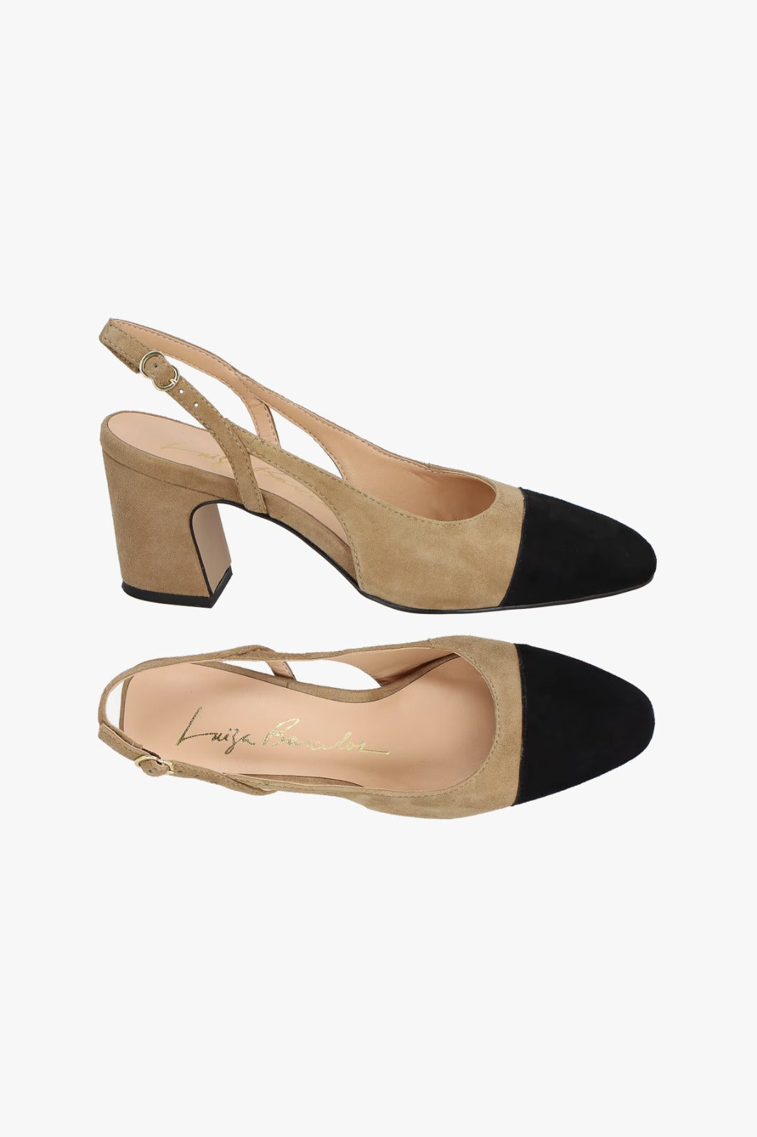 SCARPIN SLINGBACK EM CAMURÇA BEGE FENDI COM BIQUEIRA