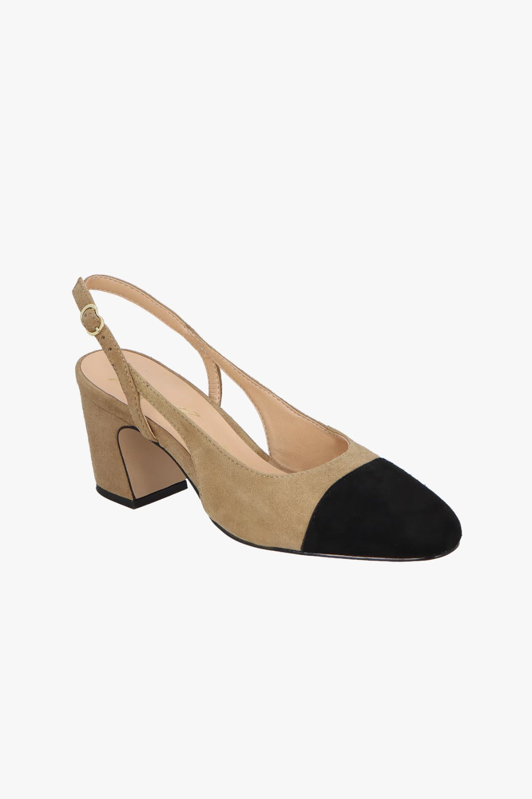 SCARPIN SLINGBACK EM CAMURÇA BEGE FENDI COM BIQUEIRA